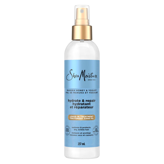 Shea Moisture Hydrate + Repair Multi-Action Leave-In Hair Treatment for extremely dry, brittle hair Manuka Honey & Yogurt colour safe leave-in conditioner 237 ml