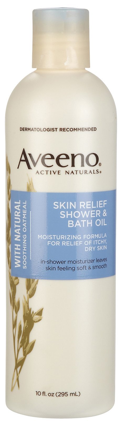 Aveeno Skin Relief Shower & Bath Oil, Dry Itchy Skin Relief, Oat, Mineral Oil, Body Moisturizer, Fragrance Free, 295-mL