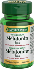 Nature's Bounty Melatonin Pills, Supplement, Helps Reset Body's Sleep Wake Cycle, 3mg, 120 Tablets
