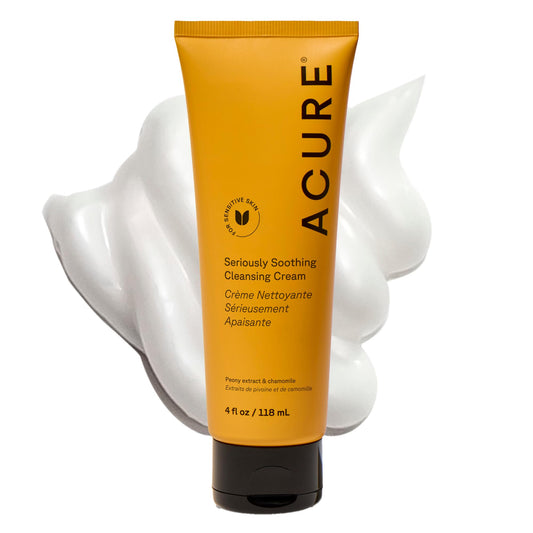 Acure Seriously Soothing Cleansing Cream, Gentle Face Cleanser for Women & Men with Peony Extract, Chamomile & Sunflower Amino Acid, Vegan Facial Wash, Hydrating Cleanser Face Wash for Dry Skin, 118ml