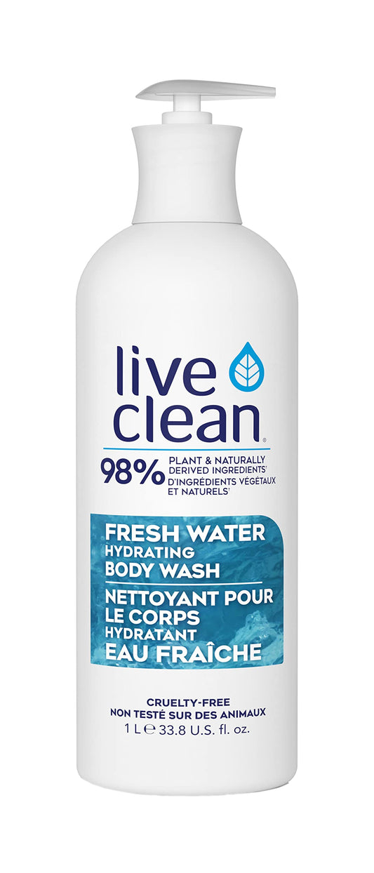 Live Clean Body Wash, Fresh Water Body Wash, 1 L bottle