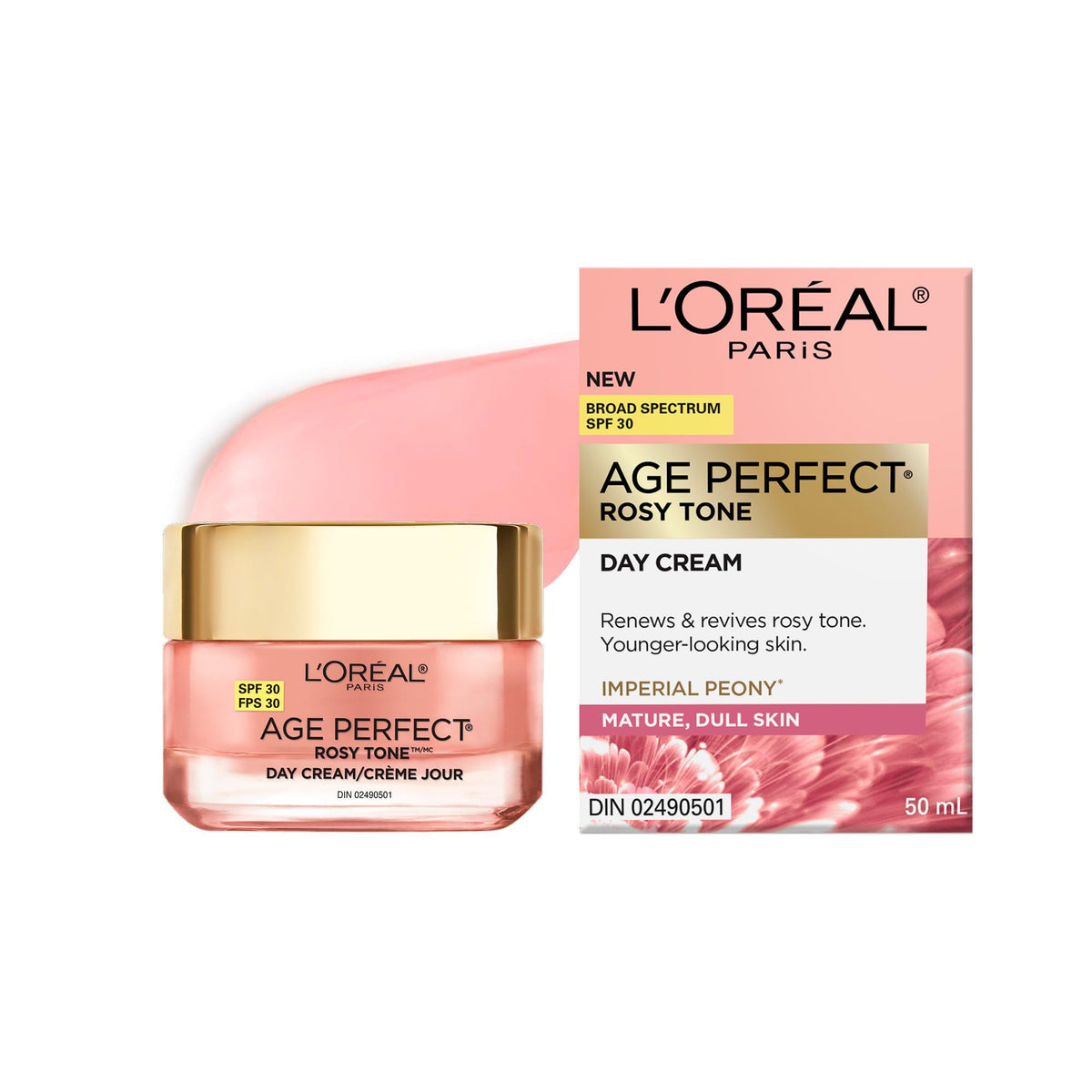 L’Oréal Paris Age Perfect Rosy Tone SPF 30 Moisturizer, with Imperial Peony Extract, For Mature Skin, Skincare, 50 ml