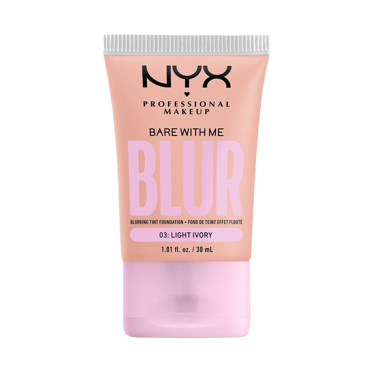 NYX PROFESSIONAL MAKEUP, Bare With Me, Tint Foundation, Medium buildable coverage, 12h hydration, Lightweight matte finish - 03 LIGHT IVORY