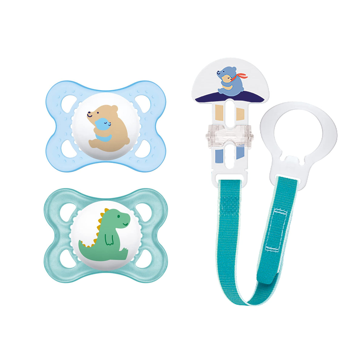 Animal Pacifier (Pack of 2 Pacifiers, 1 Clip), Boy, 0-6 Months