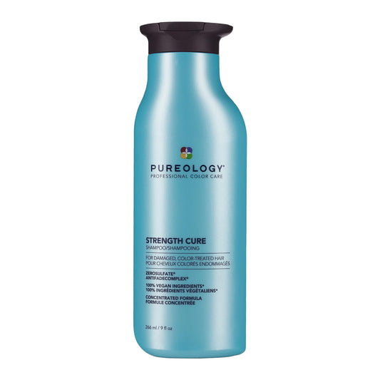 Pureology Strength Cure Shampoo, Strengthening & Repair for Damaged Color-Treated Hair, Plant-Based Protein, Vegan, Sulfate-Free