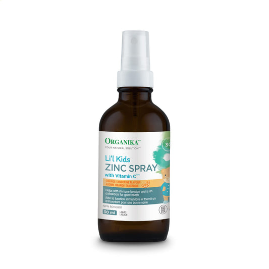 Organika Canadian-Made Kids Zinc Spray with Vitamin C- Orange Tangerine Flavour- Immune Support for your Kids, Easy Spray Format- 30ml