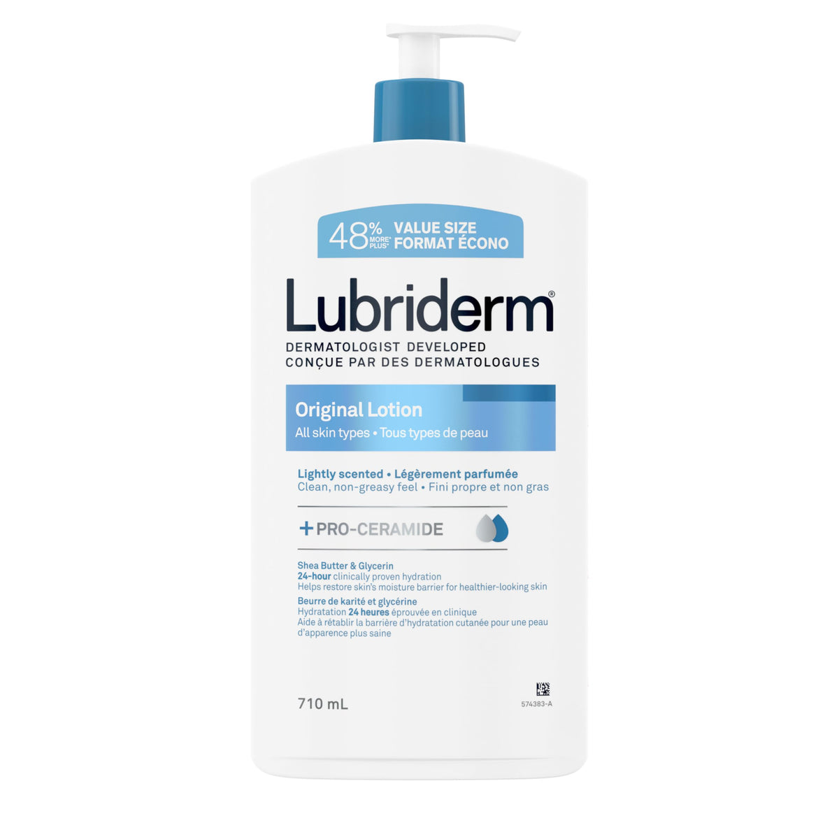 Lubriderm Original Lotion, Shea Butter, Glycerin, Pro-Ceramide, All skin types, Free of parabens, 710mL