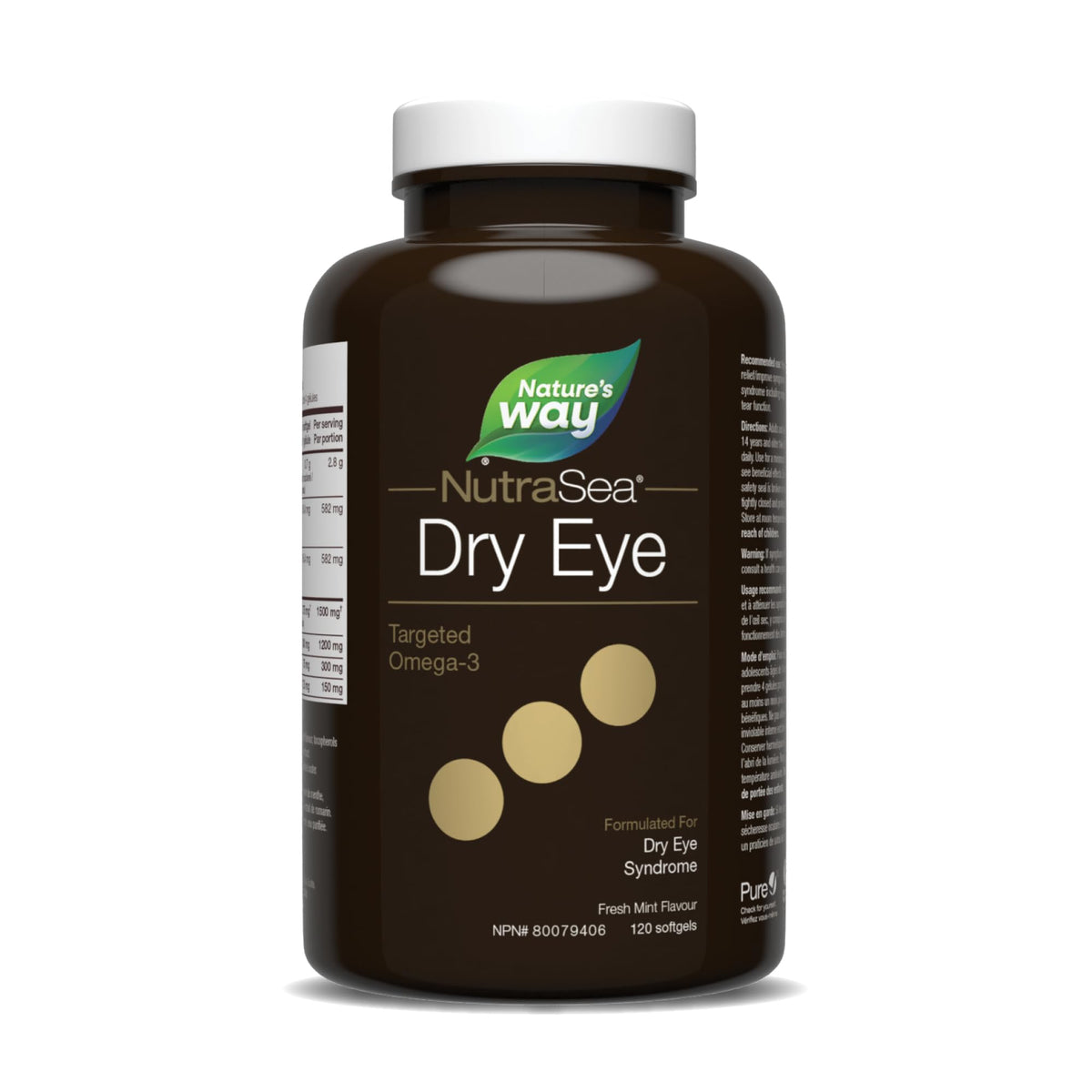 Nature's Way NutraSea Dry Eye Advanced Omega-3 Supplement - Helps Improve Symptoms of Dry Eye Syndrome and Support for Proper Tear Function – 1500mg of EPA+ DHA & 150mg GLA Blend - 120 Soft Gels, Fresh Mint Flavour