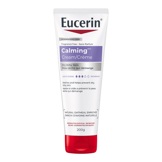 EUCERIN Calming Daily Moisturizing Cream for Itchy and Dry Skin, Dry Skin cream with Natural Oatmeal, Fragrance Free, Non-Greasy, Recommended Brand by Dermatologists, 200g