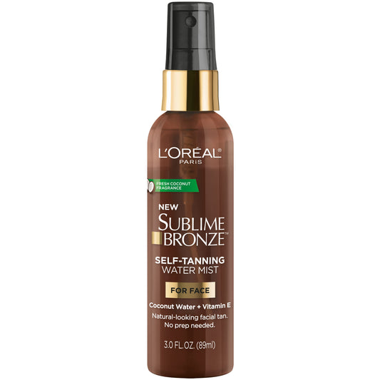 L’Oréal Paris Self-Tanning Water Mist for Face, Sublime Bronze, With Coconut Water + Vitamin E, Natural-Looking Tan, Medium, 89 ml