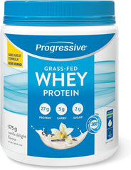 Progressive Grass-Fed 100% Whey Protein Powder Vanilla, 27g of New Zealand Whey Concentrate per Scoop for Muscle Gain, Pasture-Raised, Non-GMO, Canadian-Made Antibiotic-free, Hormone-free, 375 g