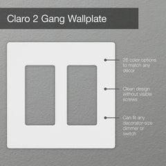 Lutron Claro 2 Gang Decorator/Rocker Wallplate, Gloss, White (1-Pack) | CW-2-WH