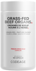 Codeage Grass Fed Beef Organs Supplement – Glandular Supplements - Freeze Dried, Non-Defatted, Desiccated Liver, Heart, Kidney, Pancreas & Spleen Bovine Pills – Beef Vitamins - Non-GMO -180 Capsules