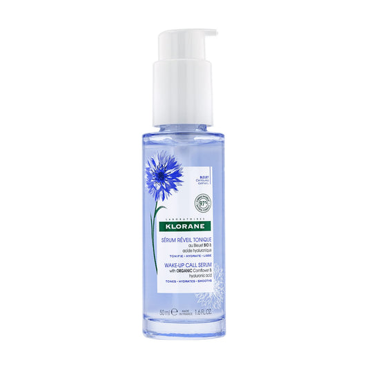 Klorane - Wake-Up Call Serum With Organic Cornflower & Hyaluronic Acid - All Skin Types, Face, Neck And Eyes - Pump bottle 50ml