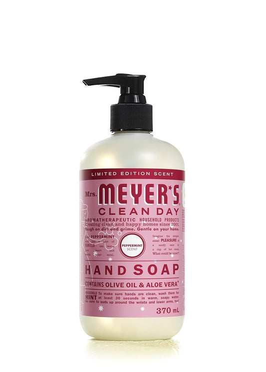 Mrs. Meyer's Clean Day Liquid Hand Soap, Peppermint, Cruelty Free and Biodegradable Hand Wash Made with Essential Oils, 370 ml Soap Pump Bottle