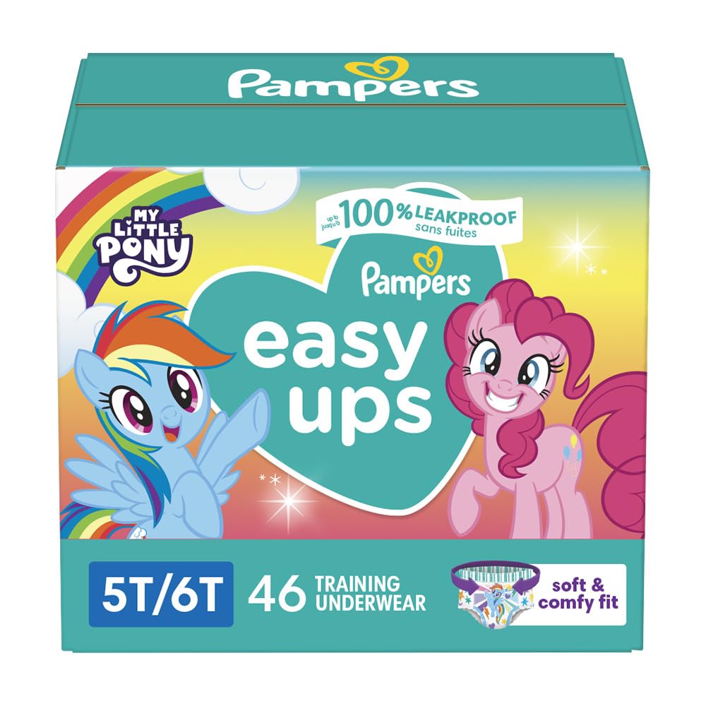 Pampers Easy Ups Training Underwear Girls Size 7 5T6T, 46 Count