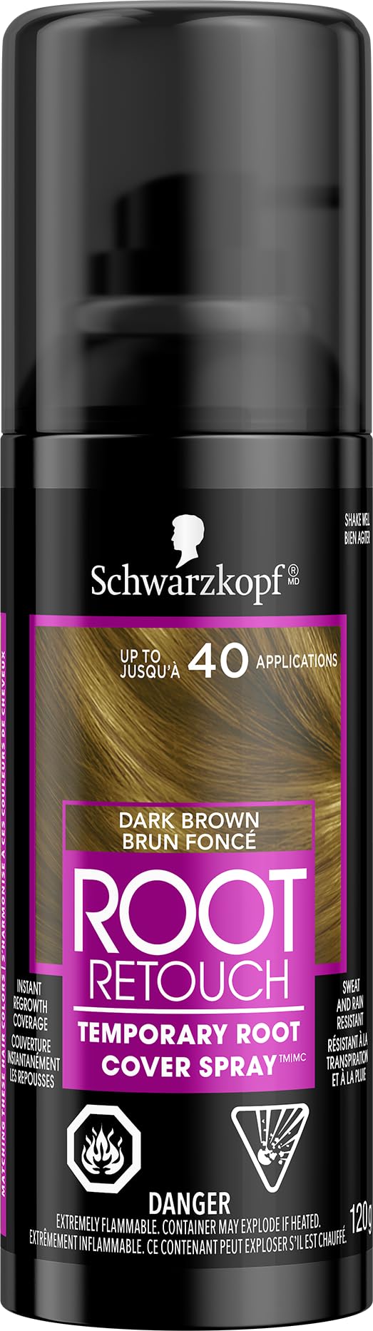 Schwarzkopf Root Retoucher, Temporary Hair Colour, Dark Brown, 120 g (Pack of 1)