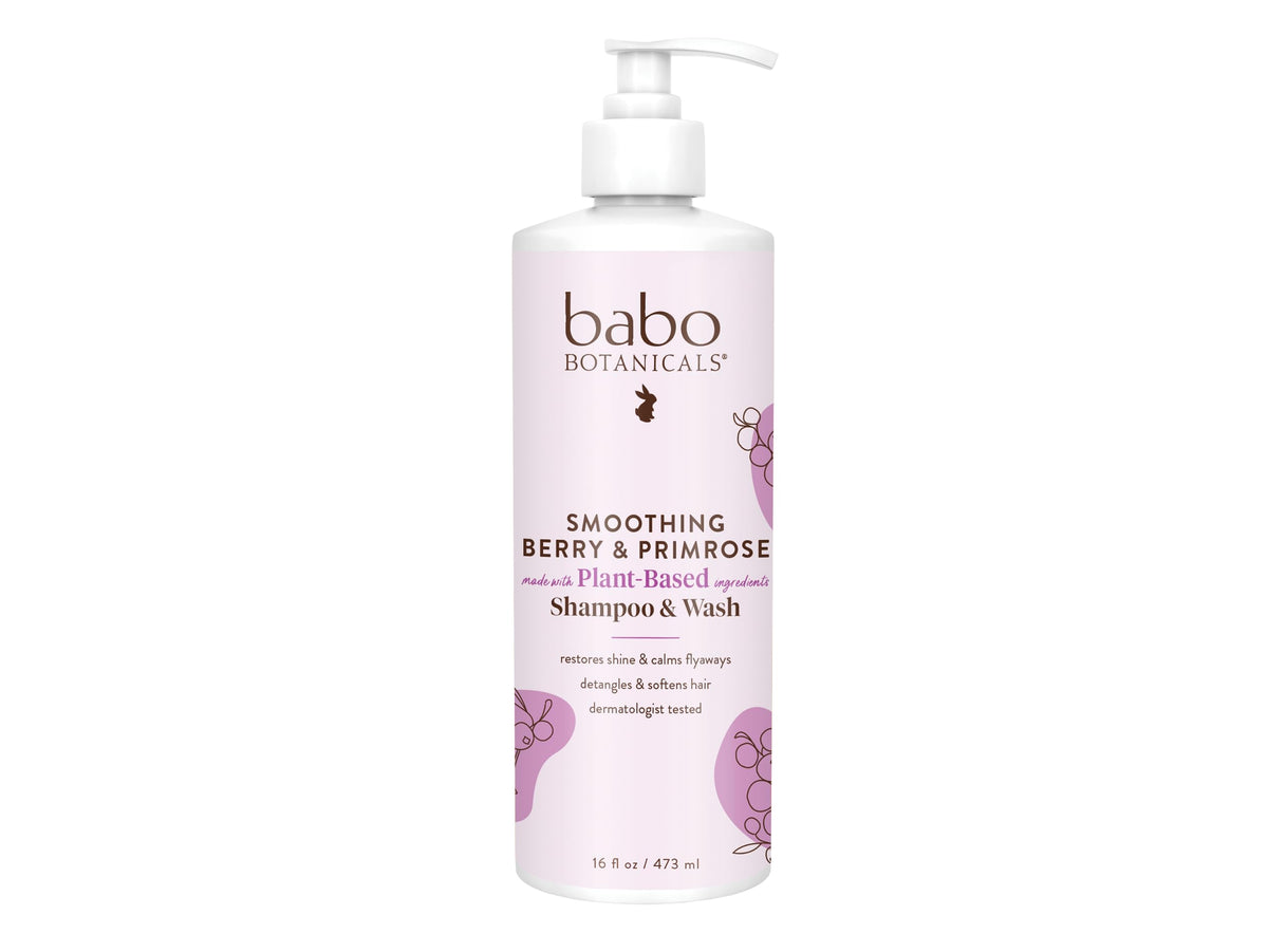 Babo Botanicals Smoothing Shampoo and Wash, Berry Primrose, 16 Fluid Ounce