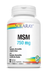 SOLARAY – MSM, 750mg | Turmeric, Boswellia & Devil’s Claw | Bone & Joint Health | Dietary Supplement | Non-GMO, Vegan, Lab Verified | 90 Vegetarian Capsules
