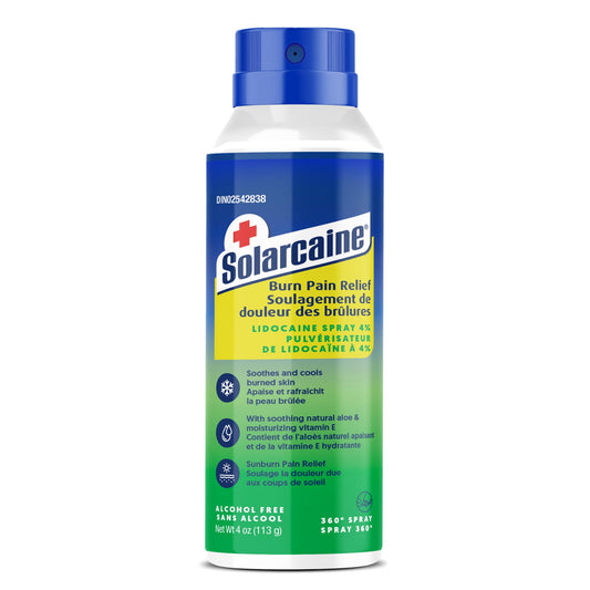 Solarcaine First Aid Pain Relieving Lidocaine Spray, With Soothing Aloe Vera, 115g