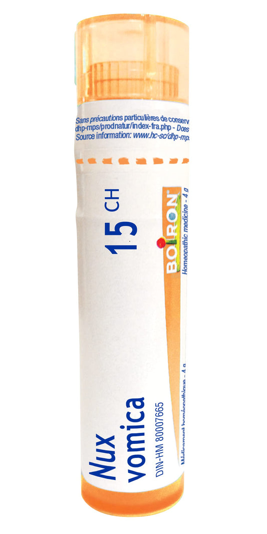 Boiron Nux vomica (colubrina) 15ch,Homeopathic medicine. Each tube contains 4 g (approximately 80 pellets)