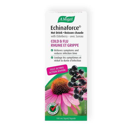A.Vogel Echinaforce Extra Hot Drink with Elderberry and Echinacea - Extra-Strength Formula - Relieves Common Cold and Flu Symptoms - Immune booster - Children 2+ - 100 mL
