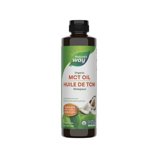 Nature's Way 100% Pure MCT Oil – Organic Coconut-Derived Medium Chain Triglycerides – No Palm or Filler Oils – Keto & Paleo Friendly – Non-GMO, Vegetarian, Gluten-Free, Flavourless – 480 mL