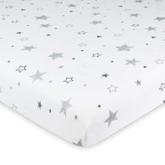American Baby Company Printed 100% Cotton Knit Fitted 18" x 36" Cradle/Bassinet Sheet - Compatible with Mika Micky Bassinet, Super Stars, Soft Breathable, for Boys and Girls
