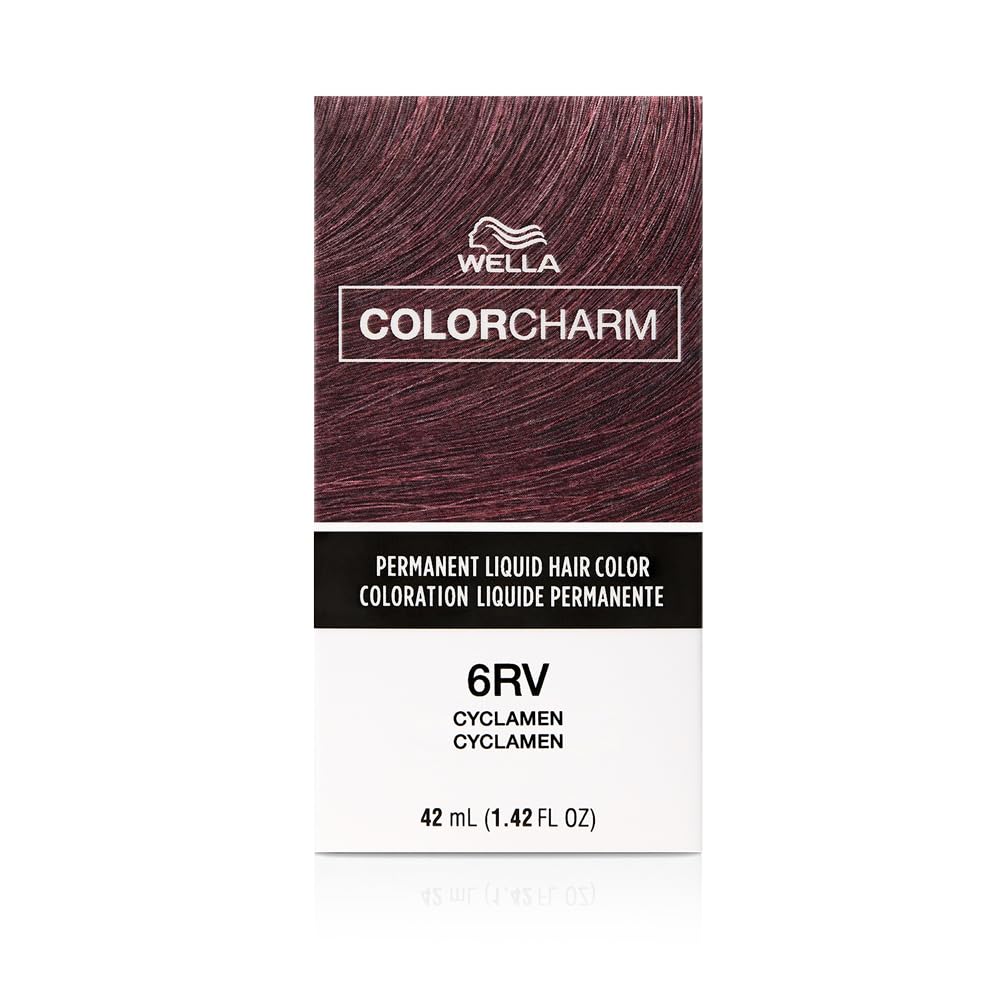 WELLA Color Charm Permanent Liquid Hair Color for Gray Coverage, 6RV Cyclamen 1.42 Fl Oz