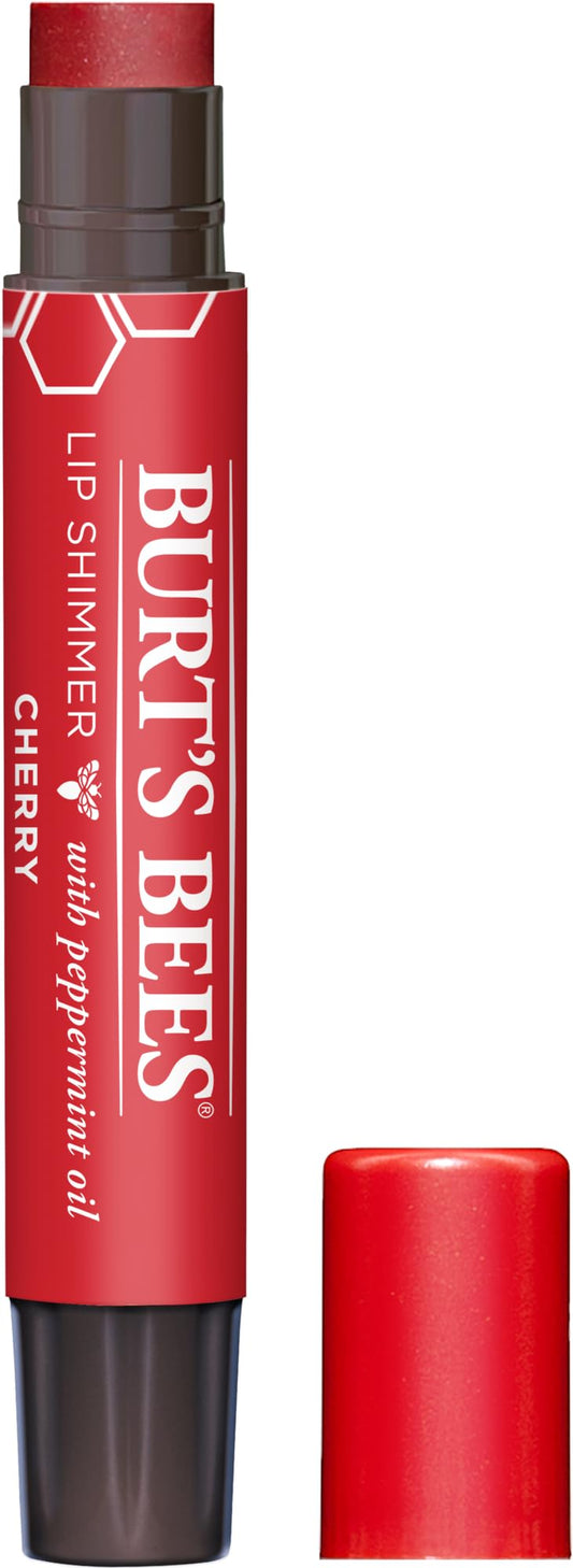 Burt's Bees Lip Shimmer, 100% Natural Origin Lip Gloss, Tinted Lip Colour | Get Soft and Hydrated Lips | Pack of 1 - Cherry