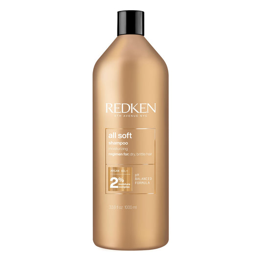 Redken All Soft Shampoo, For Dry/Brittle Hair, Moisturizes & Provides Intense Softness and Shine, With Argan Oil
