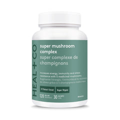 HEAL + CO. Super Mushroom Complex – 5 Potent Extracts with Chaga, Lion’s Mane, Turkey Tail, Reishi & Cordyceps – Supports Energy & Immunity – 120 Vegan Capsules