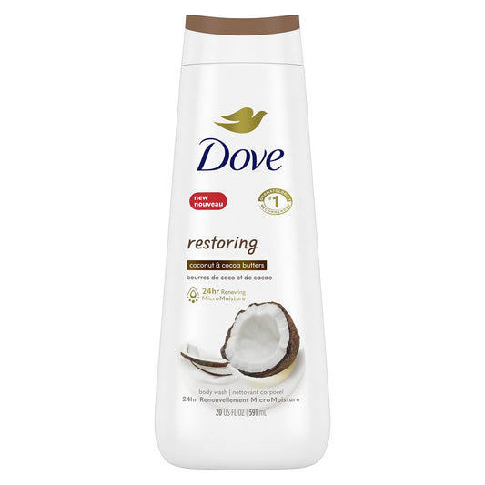 Dove Body Wash Restore Coconut & Cocoa Butter gentle body cleanser nourishes the skin 591 ml