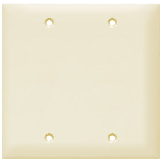 ENERLITES Double Blank Device Wall Plate, Gloss Finish, Standard Size 2-Gang 4.50" x 4.57", Polycarbonate Thermoplastic, 8802-LA, Light Almond