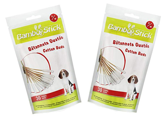BambooStick Triple Pack Cotton Buds for Cleaning Dog's Ear, Small/Medium
