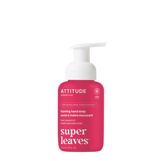 ATTITUDE Foaming Hand Soap, Made in Canada, EWG Verified, Plant and Mineral-Based Ingredients, Vegan and Cruelty-free Beauty and Personal Care Products, Pink Grapefruit, 295 mL