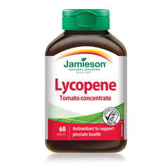 Jamieson Lycopene 10 mg with Tomato Concentrate 100 mg, Powerful Antioxidant, and Supports Prostate Health. Gluten-Free, Lactose-Free, No Artificial Colours or Flavours, 60 Vegetarian Caplets, Proudly Canadian
