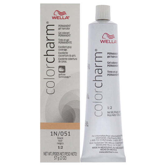 COLORCHARM Permanent Gel | Hair Color for Gray Coverage| 1N/051 Black| | 2 Fl oz.