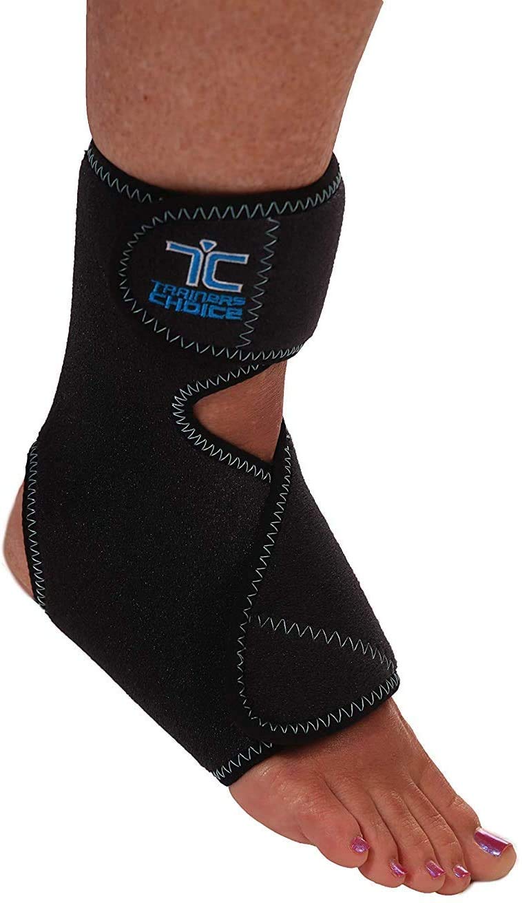 Trainers Choice Ankle Compression Wrap, Ankle Brace for Men & Women, Assists Minor Strains and Sprains, Tendonitis, Arthritis. One Size Fits Most