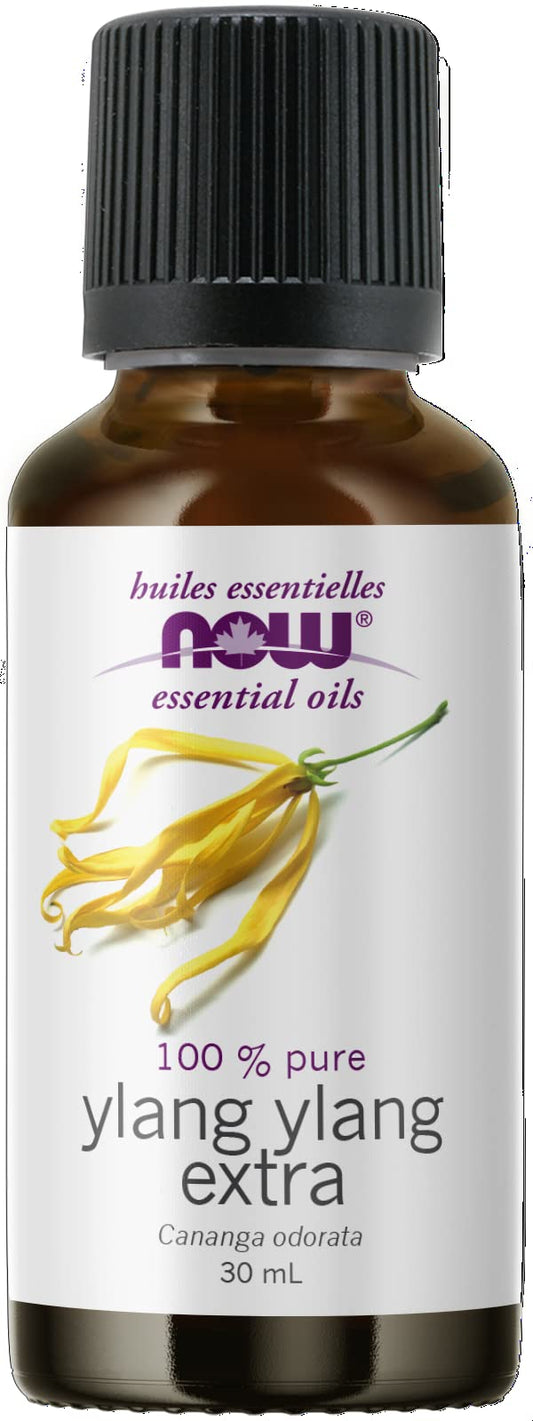NOW Essential Oils, Ylang Ylang Extra Oil, Comforting Aromatherapy Scent, Steam Distilled, 100% Pure, Vegan, Child Resistant Cap, 30mL