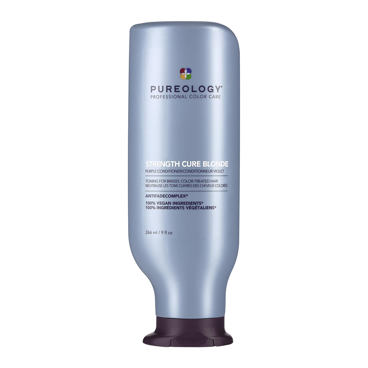 Pureology Strength Cure Blonde Conditioner, Purple Conditioner for Blond Damaged Hair, Hair Products That Neutralizes Brassy, Yellow & Orange Tones, Sulfate Free, Vegan Formula, 266ml