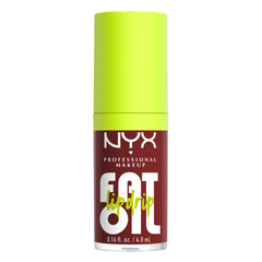 NYX Professional Makeup Lip Gloss, High Shine, Non-Sticky Finish, 12H Hydration, With Squalane, Rapsberry and Cloudberry Oils, Fat Oil Lip Drip, Shade: Inside Scoop (Creamy Plum Brown)