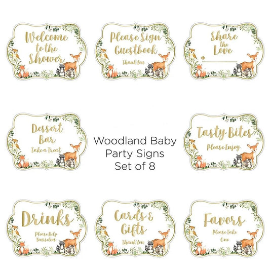 Kate Aspen Woodland Baby Shower, One Size, Décor Sign Kit (Set of 8)