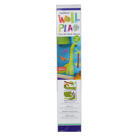 Wallies Peel & Stick Vinyl Wall Decals, Dino Growth Chart Wall Sticker, Includes 1 Brontosaurus, 1 Pterodactyl, 1 Pinsanosaurus, 1 Palm Tree and 2 Bushes Decals