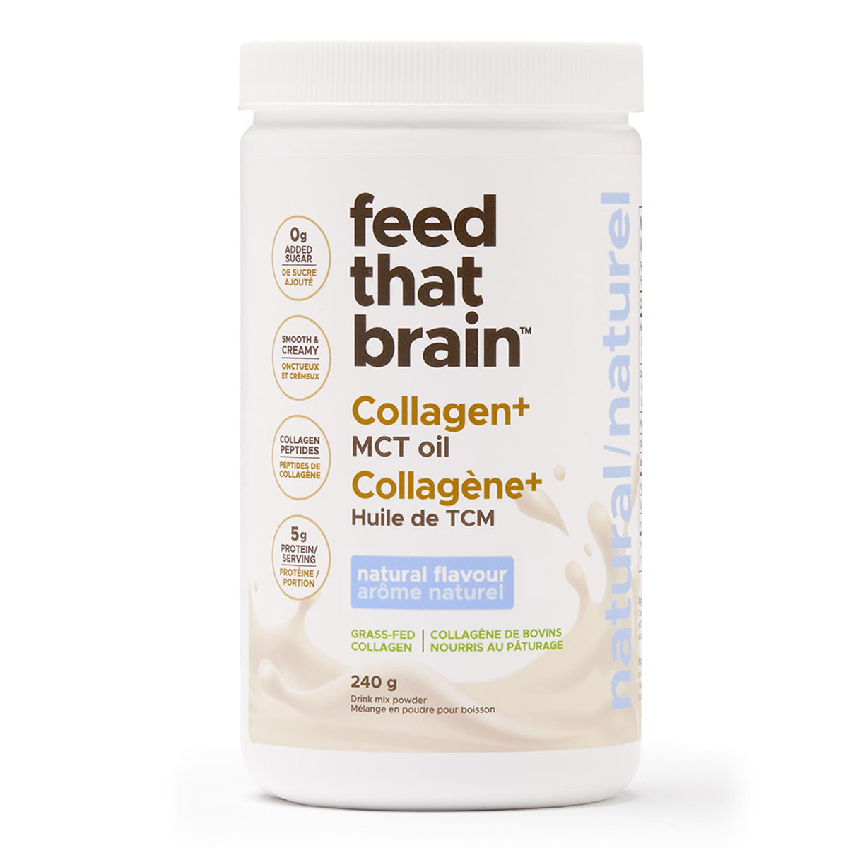 Feed That Brain Collagen Peptides Powder with MCT Oil (No Flavour) 255g, Hydrolyzed Collagen Powder for Healthy Joints, Gut, Skin