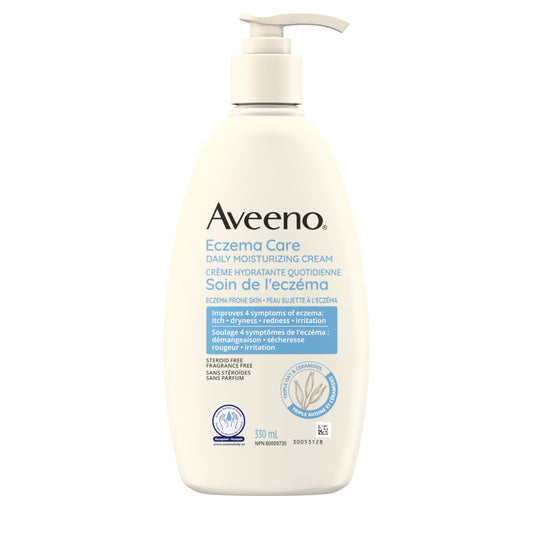 Aveeno Eczema Care Daily Moisturizing Cream, Dry Skin Moisturizer, Itchy Skin Relief, Eczema prone Skin, Fragrance Free, 330 mL