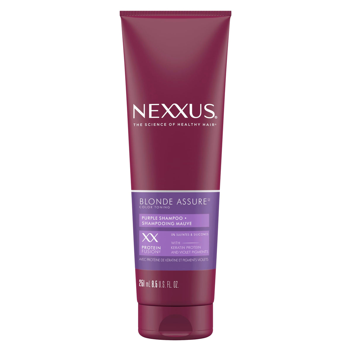 Nexxus Purple Shampoo, hair care for colour treated Blonde or Silver hair Blonde Assure, Colour Toning - NO brassy yellow tones 251ML