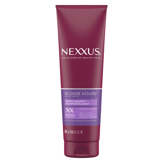 Nexxus Purple Shampoo, hair care for colour treated Blonde or Silver hair Blonde Assure, Colour Toning - NO brassy yellow tones 251ML