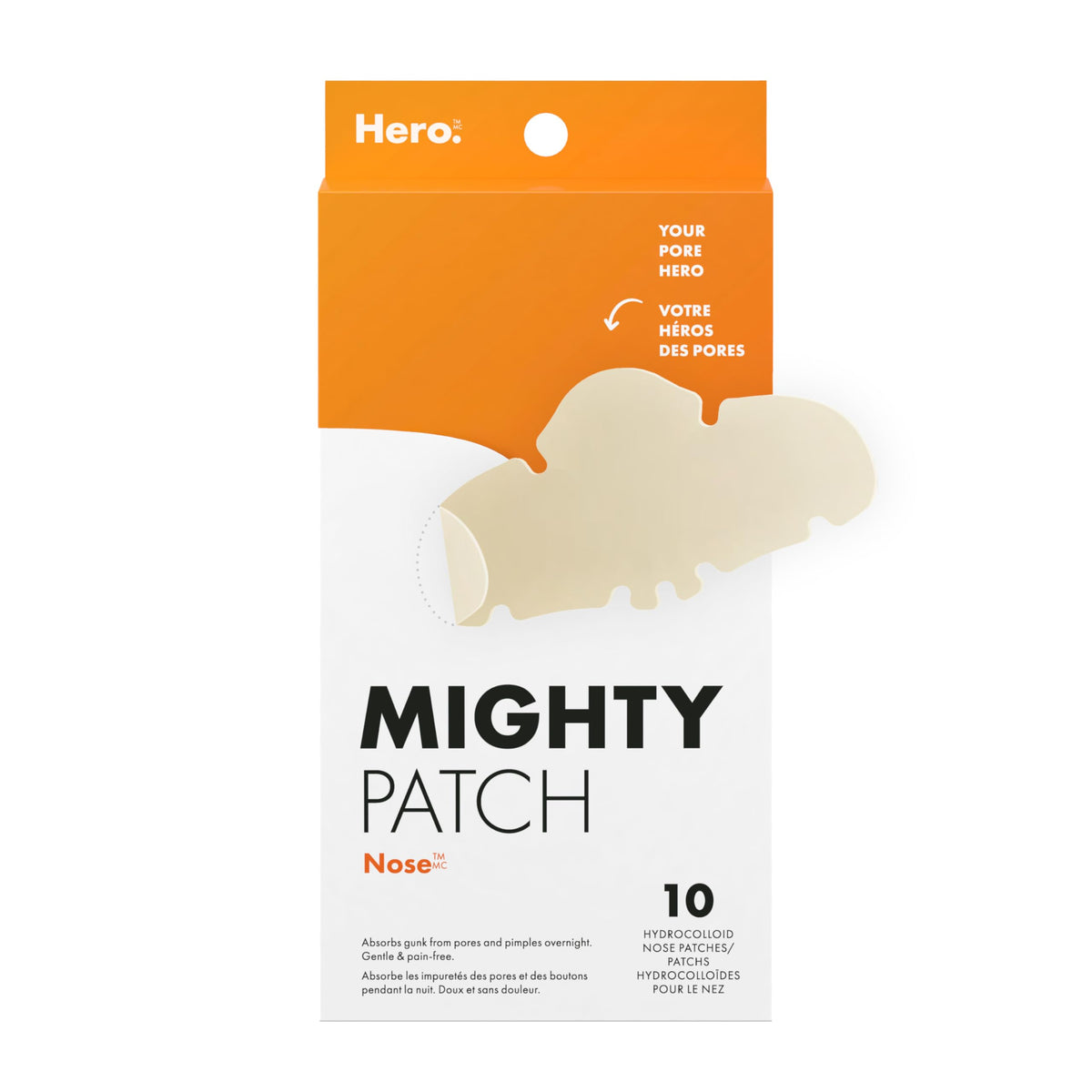 Hero Cosmetics Mighty Patch Nose – Hydrocolloid Nose Strips for Pores & Pimples, Absorbs Gunk and Oil, Improves the Look of Pores , 10 Count
