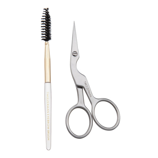Tweezerman Brow Scissors & Brush, Classic Stainless Steel